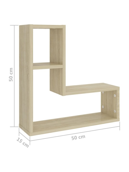 Seinähyllyt 2 kpl Sonoma-tammi 50x15x50 cm lastulevy