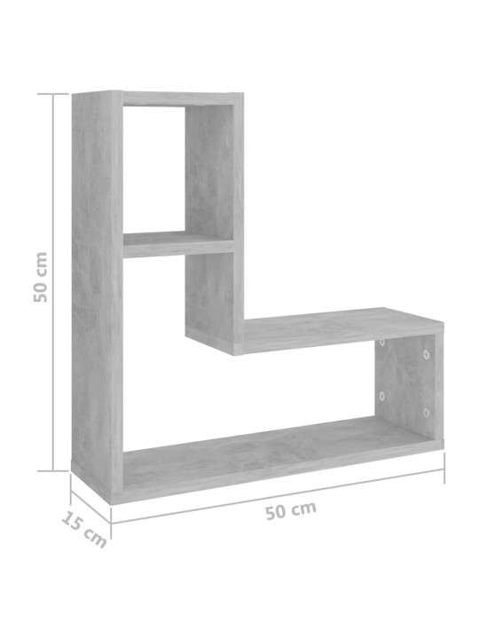 Seinähyllyt 2 kpl betoninharmaa 50x15x50 cm lastulevy