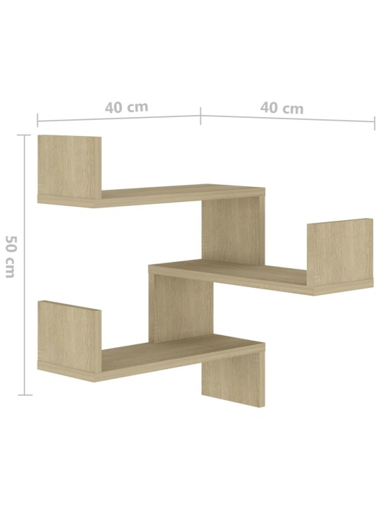 Seinäkulmahyllyt 2 kpl Sonoma-tammi 40x40x50 cm lastulevy
