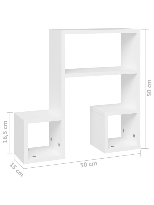 Seinähyllyt 2 kpl valkoinen 50x15x50 cm lastulevy