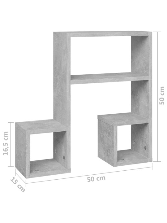 Seinähyllyt 2 kpl betoninharmaa 50x15x50 cm lastulevy