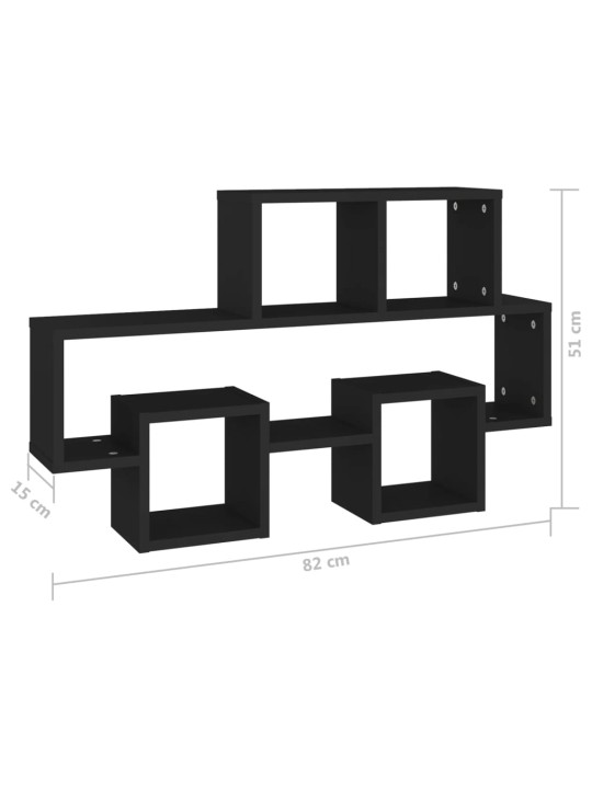 Seinähylly autonmuotoinen musta 82x15x51 cm levy