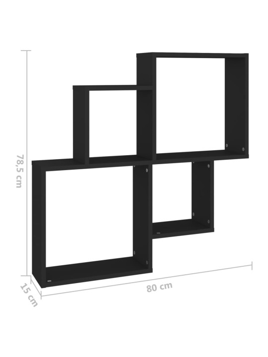 Kuutioseinähylly musta 80x15x78,5 cm lastulevy