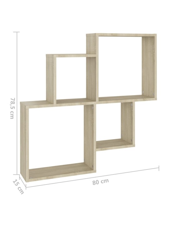 Kuutioseinähylly Sonoma-tammi 80x15x78,5 cm lastulevy
