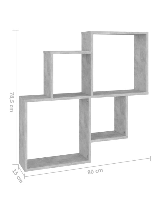 Kuutioseinähylly betoninharmaa 80x15x78,5 cm lastulevy