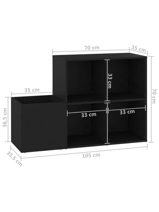 Eteisen kenkäkaappi musta 105x35,5x70 cm lastulevy