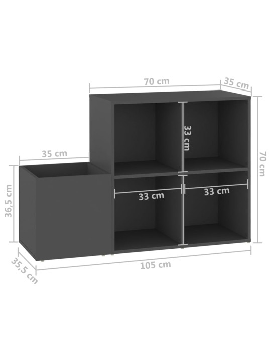 Eteisen kenkäkaappi harmaa 105x35,5x70 cm lastulevy