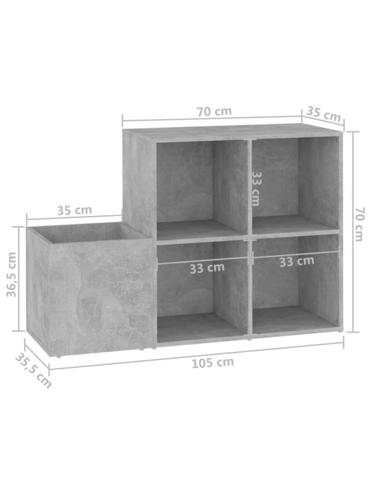 Eteisen kenkäkaappi betoninharmaa 105x35,5x70 cm lastulevy