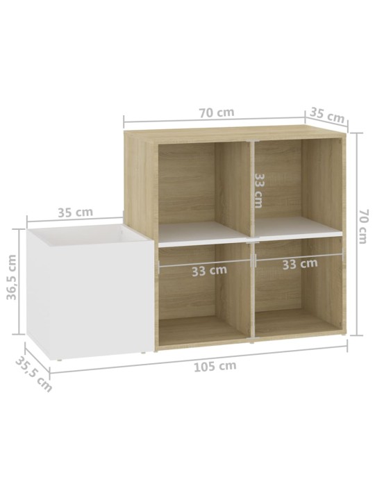 Eteisen kenkäkaappi valk./Sonoma-tammi 105x35,5x70 cm lastulevy