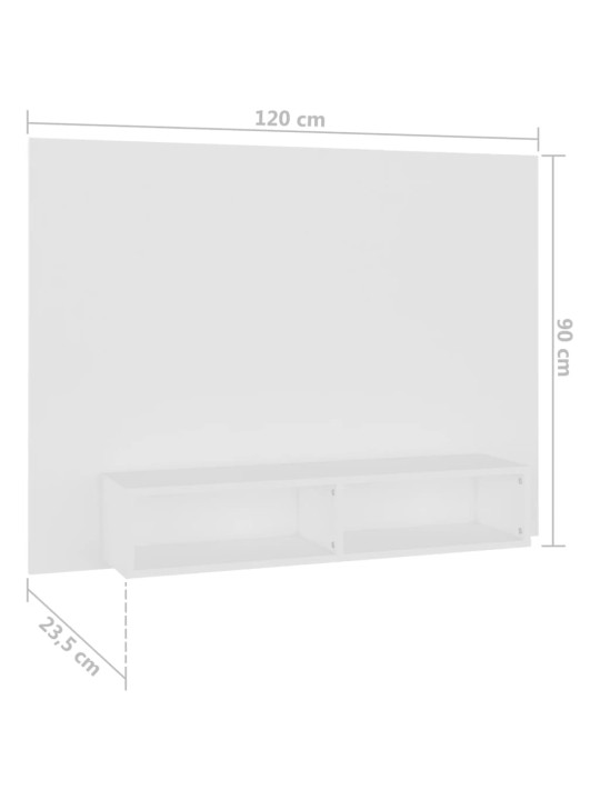 TV-taso seinälle valkoinen 120x23,5x90 cm lastulevy