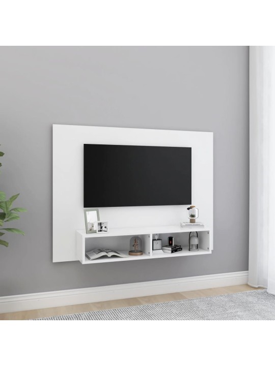 TV-taso seinälle valkoinen 120x23,5x90 cm lastulevy