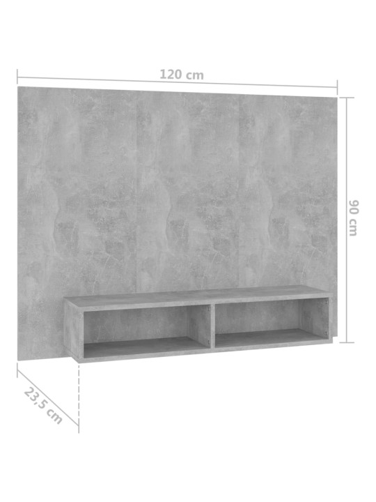 Tv-taso seinälle betoninharmaa 120x23,5x90 cm tekninen puu