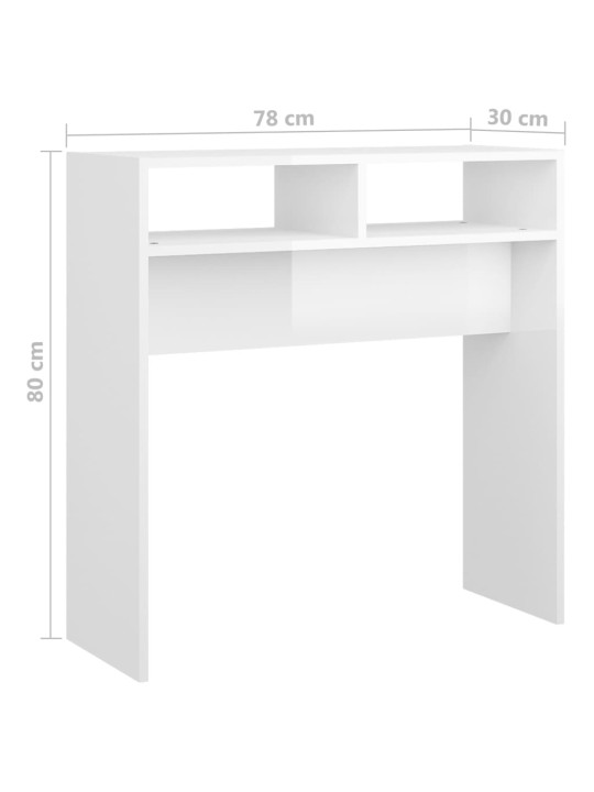 Konsolipöytä korkeakiilto valkoinen 78x30x80 cm lastulevy