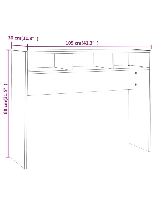 Konsolipöytä musta 105x30x80 cm lastulevy