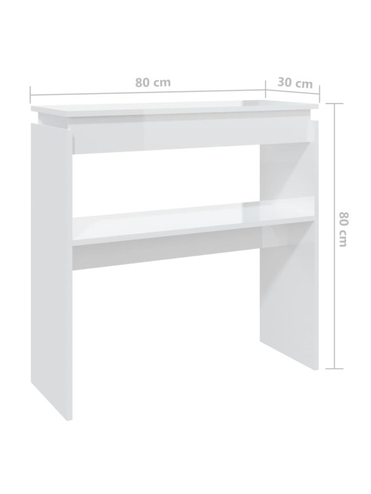 Konsolipöytä korkeakiilto valkoinen 80x30x80 cm tekninen puu