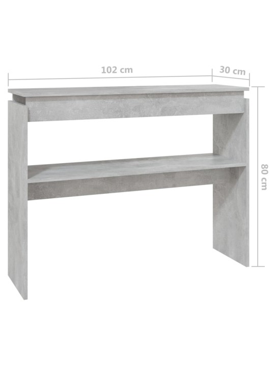 Konsolipöytä betoninharmaa 102x30x80 cm lastulevy