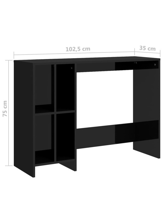 Työpöytä korkeakiilto musta 102,5x35x75 cm lastulevy