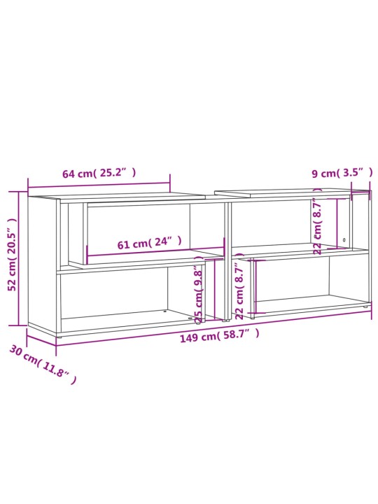 TV-taso musta 149x30x52 cm lastulevy