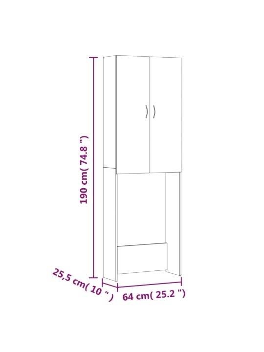 Pesukonekaappi valkoinen 64x25,5x190 cm