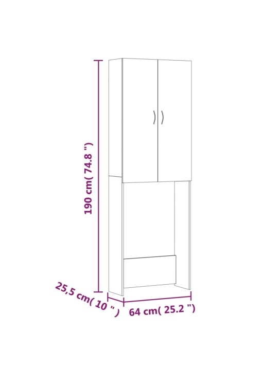 Pesukonekaappi musta 64x25,5x190 cm