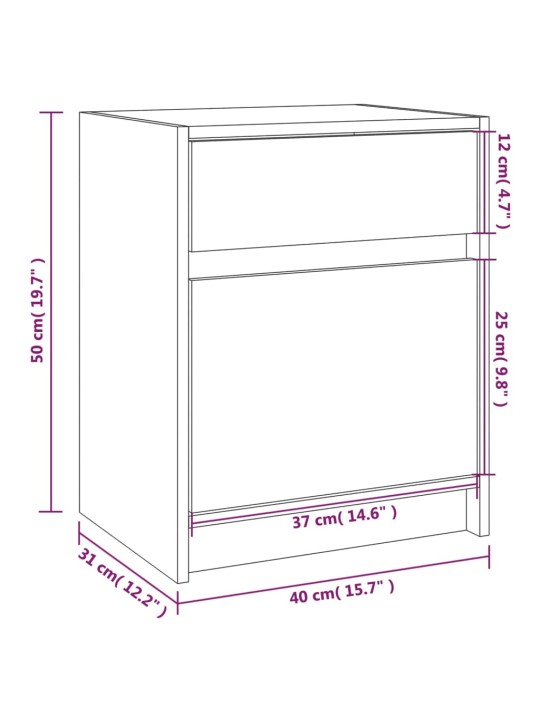 Yöpöydät 2 kpl musta 40x31x50 cm täysi mänty