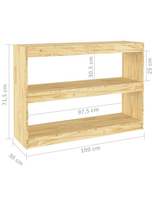 Kirjahylly/tilanjakaja 100x30x71,5 cm täysi mänty