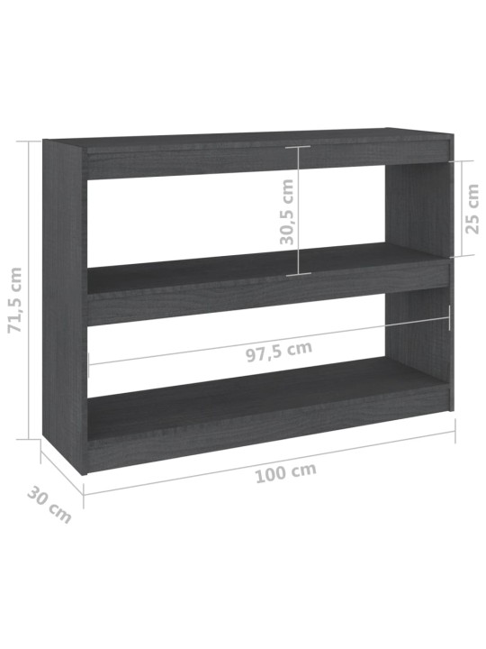 Kirjahylly/tilanjakaja harmaa 100x30x71,5 cm täysi mänty