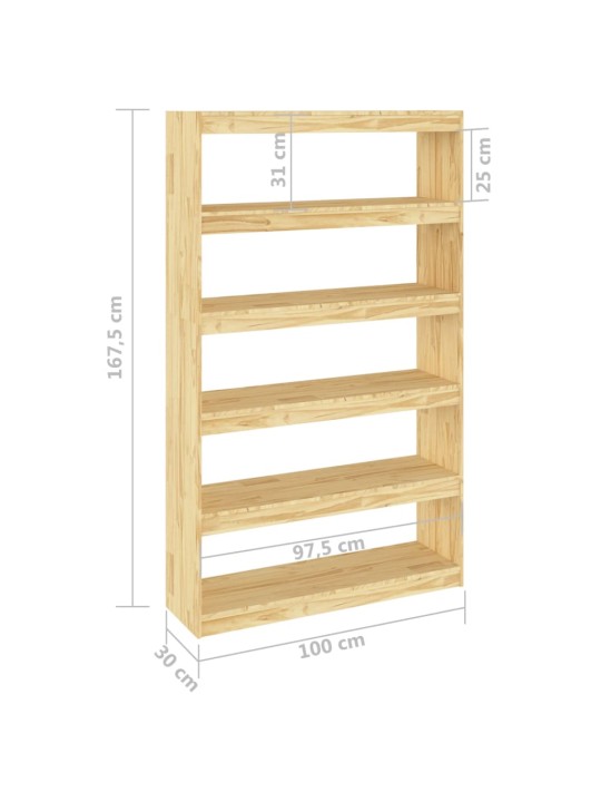 Kirjahylly/tilanjakaja 100x30x167,5 cm täysi mänty