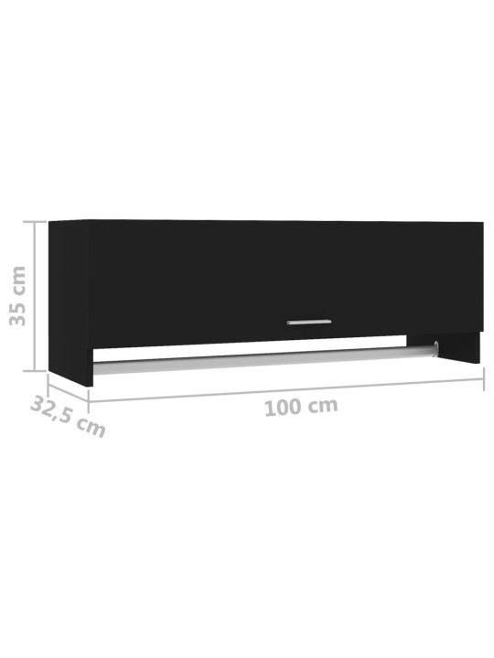 Vaatekaappi musta 100x32,5x35 cm lastulevy