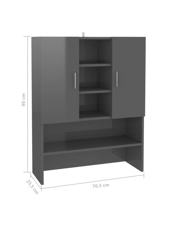 Pesukonekaappi korkeakiilto harmaa 70,5x25,5x90 cm