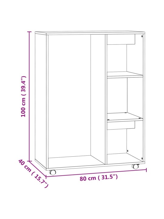 Vaatekaappi betoninharmaa 80x40x110 cm tekninen puu