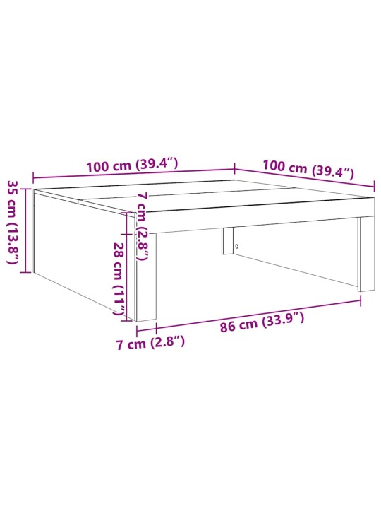 Sohvapöytä musta 100x100x35 cm tekninen puu