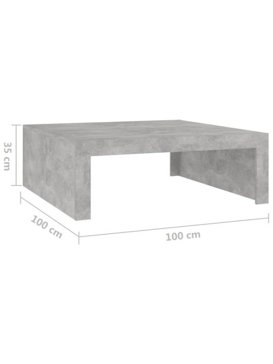 Sohvapöytä betoninharmaa 100x100x35 cm lastulevy