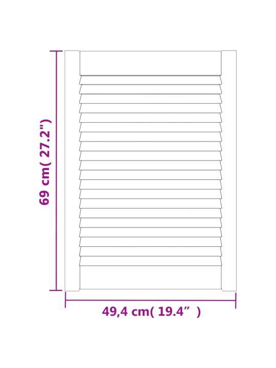 Kaapin ovet säleikkömuotoilu 2 kpl 69x49,4 cm täysi mänty