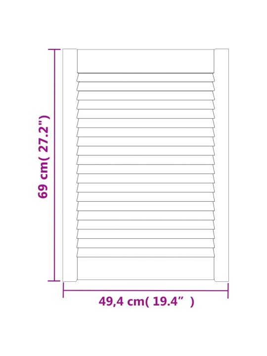 Kaapin ovet säleikkömuotoilu 4 kpl 69x49,4 cm täysi mänty