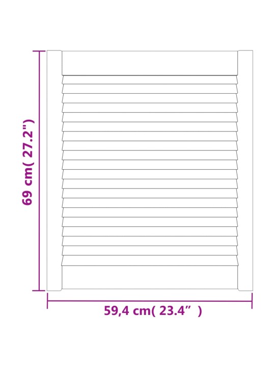 Kaapin ovet säleikkömuotoilu 2 kpl 69x59,4 cm täysi mänty