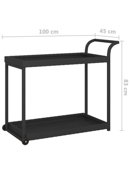 Baarivaunu musta 100x45x83 cm polyrottinki