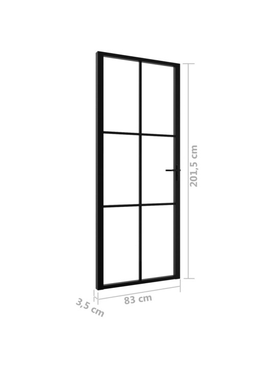 Sisäovi ESG-lasi ja alumiini 83x201,5 cm musta