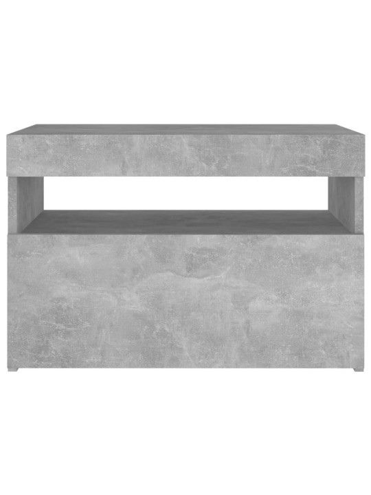 Yöpöytä LED-valoilla 2 kpl betoninharmaa 60x35x40 cm