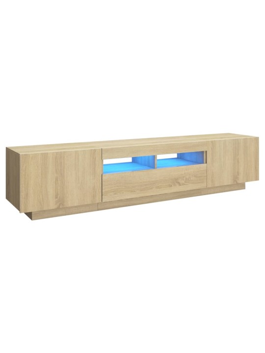 TV-taso LED-valoilla Sonoma-tammi 180x35x40 cm