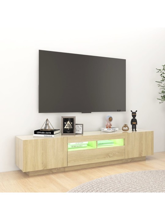 TV-taso LED-valoilla Sonoma-tammi 180x35x40 cm