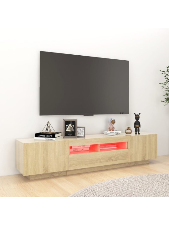 TV-taso LED-valoilla Sonoma-tammi 180x35x40 cm