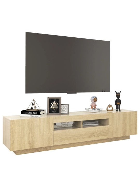 TV-taso LED-valoilla Sonoma-tammi 180x35x40 cm