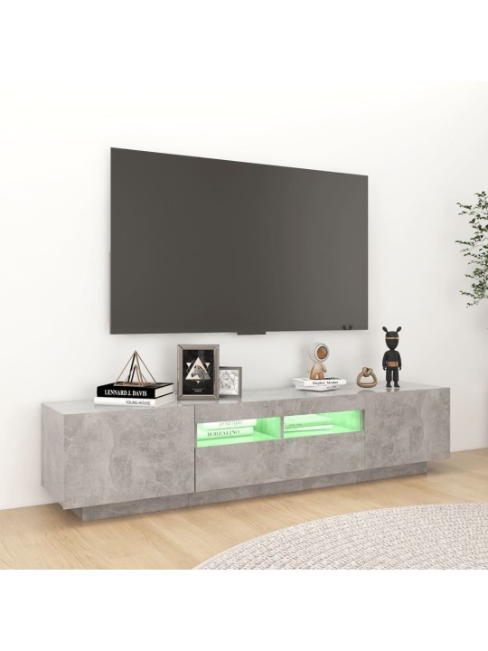 TV-taso LED-valoilla betoninharmaa 180x35x40 cm