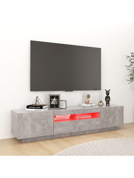 TV-taso LED-valoilla betoninharmaa 180x35x40 cm