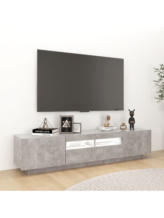 TV-taso LED-valoilla betoninharmaa 180x35x40 cm