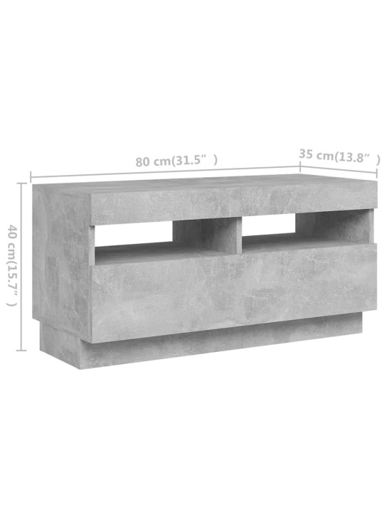 TV-taso LED-valoilla betoninharmaa 180x35x40 cm