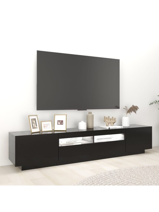 TV-taso LED-valoilla musta 200x35x40 cm