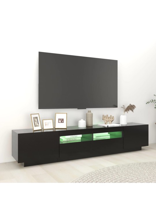 TV-taso LED-valoilla musta 200x35x40 cm