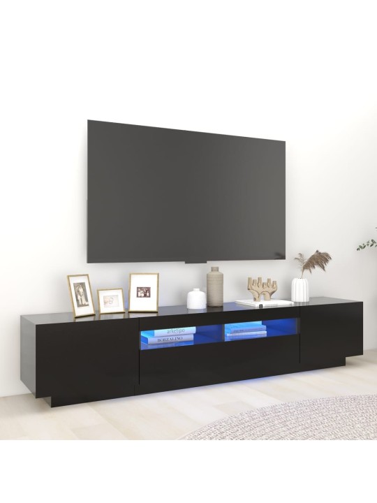 TV-taso LED-valoilla musta 200x35x40 cm